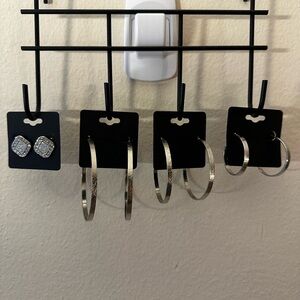 Charming Charlie’s Hypoallergenic Silver Hoops And Silver Faux Diamond Studs